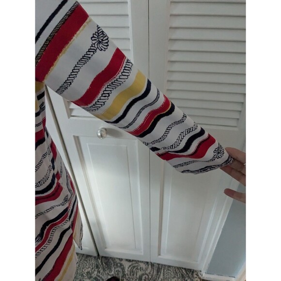 Chicos Weekends Jacket Women's 2 (L) Stripes Red Yellow Athleisure Nautical Rope - Picture 6 of 13